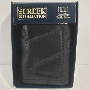 Big Creek Collection Mens  Black Leather Trifold Wallet.